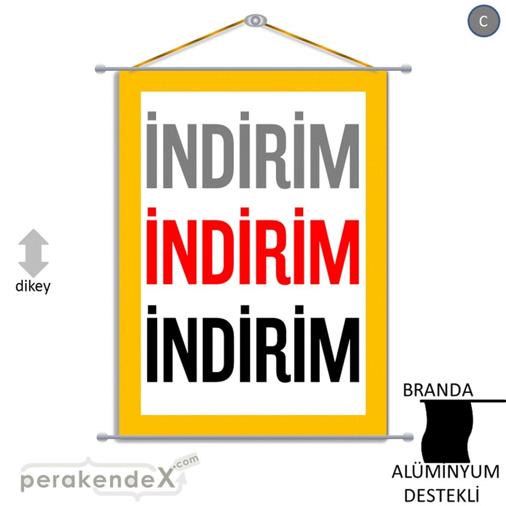 3-1X İndirim Kalın Çerçeveli BRANDA POSTER,  AFİŞ -dikdörtgen,tek yön baskı