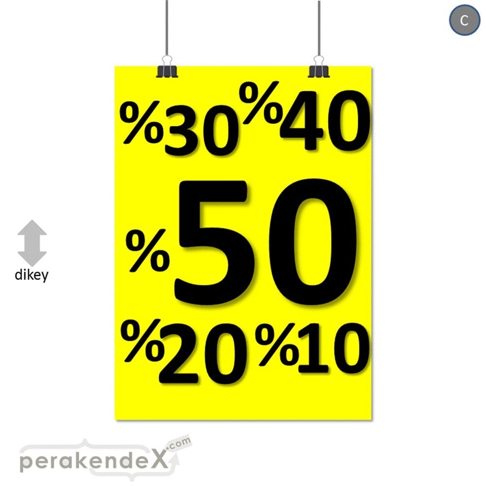 yüzde(50-40-30-20-10) indirim SERT PLASTİK POSTER -dikdörtgen,tek yön baskı