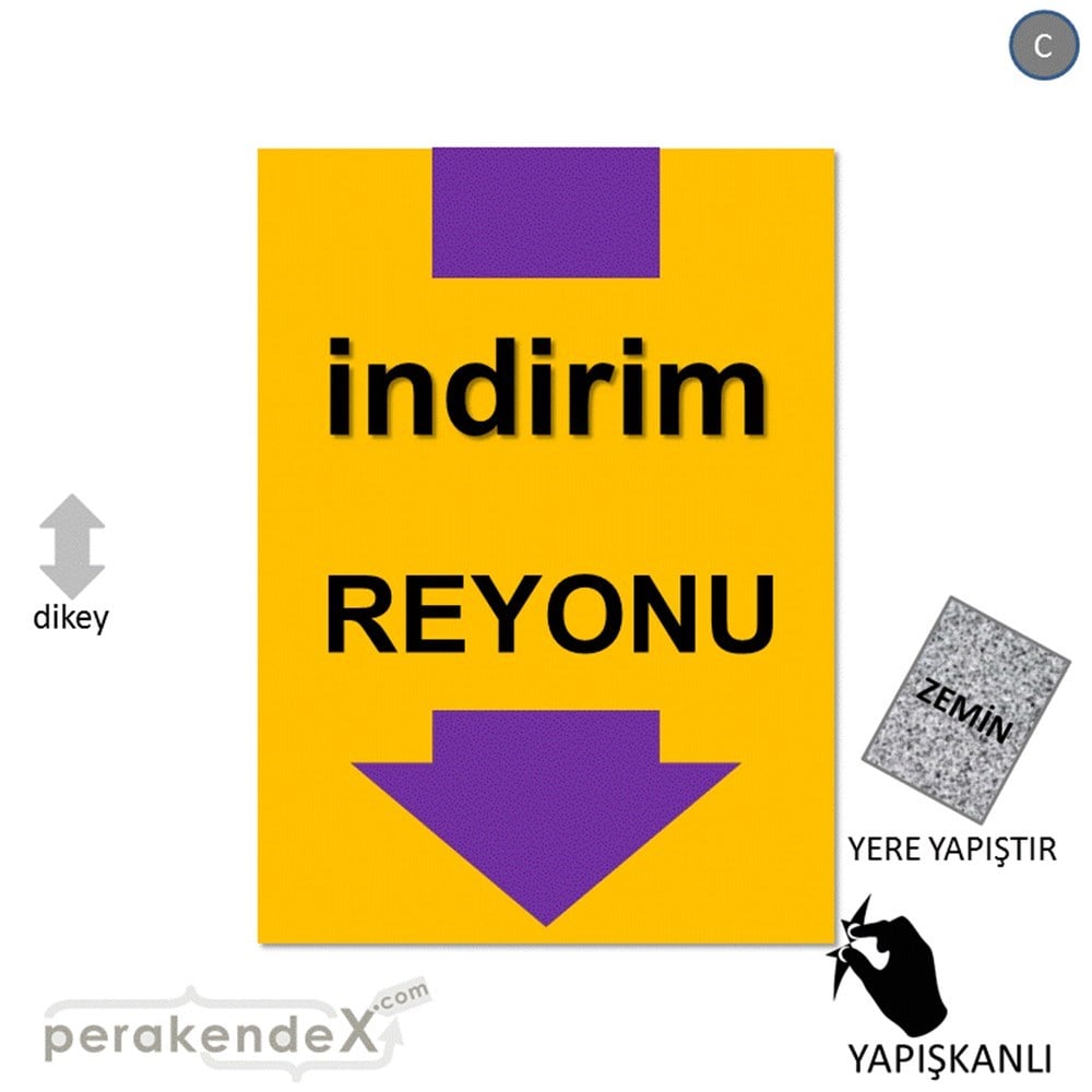 indirim reyonu YER ZEMİNE YAPIŞIR -dikdörtgen,tek yön baskı