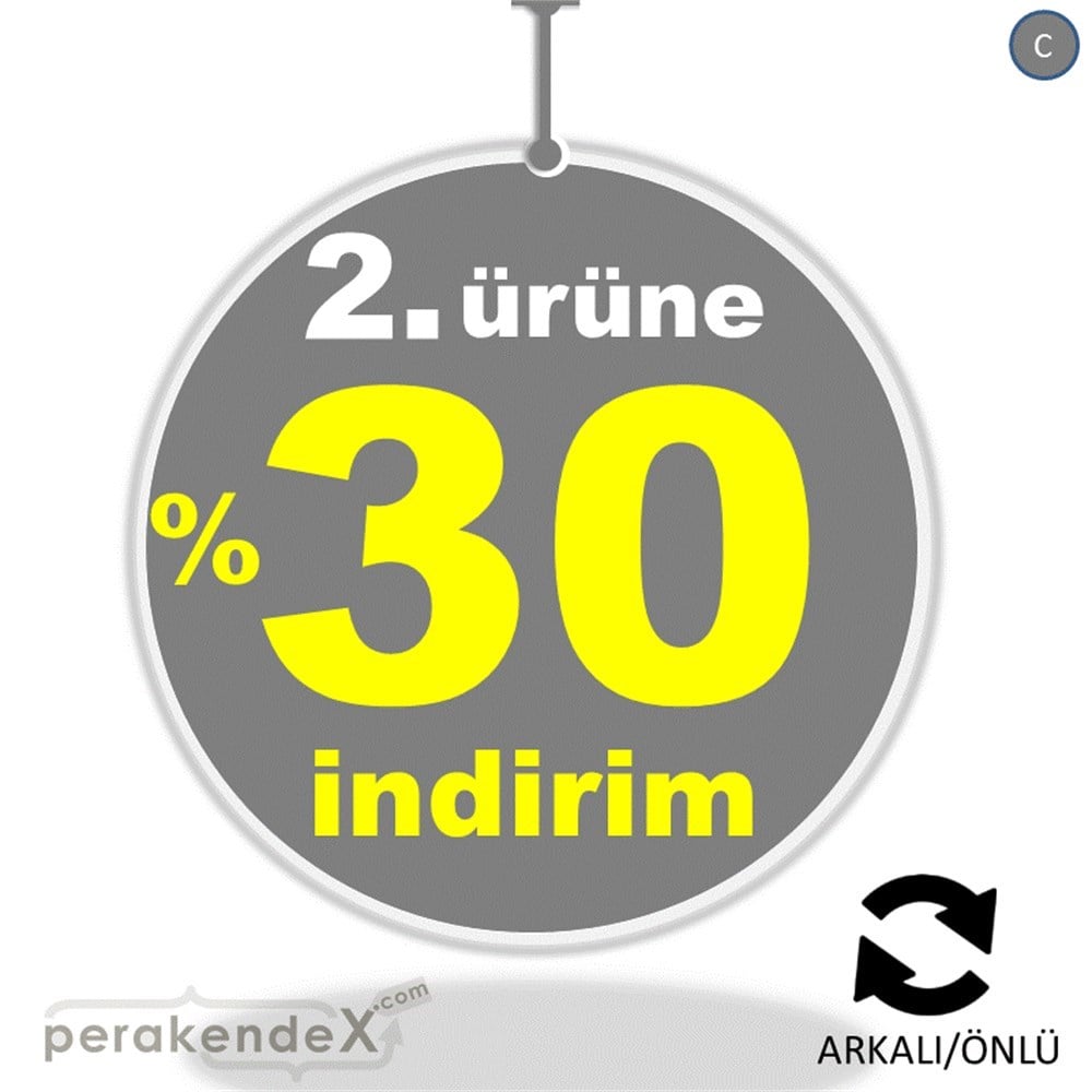 2. ürüne yüzde 30 indirim DÖNKARTI -oval,çift yön baskı
