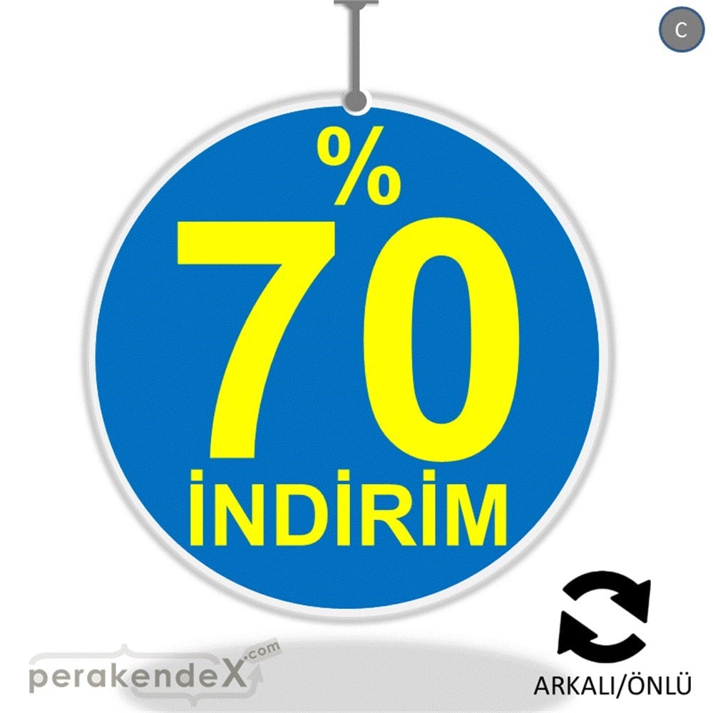 yüzde 70 indirim DÖNKARTI -oval,çift yön baskı