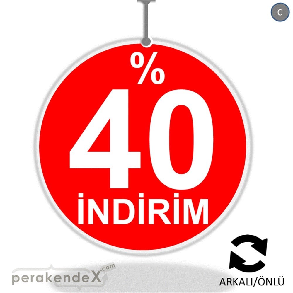 yüzde 40 indirim DÖNKARTI -oval,çift yön baskı