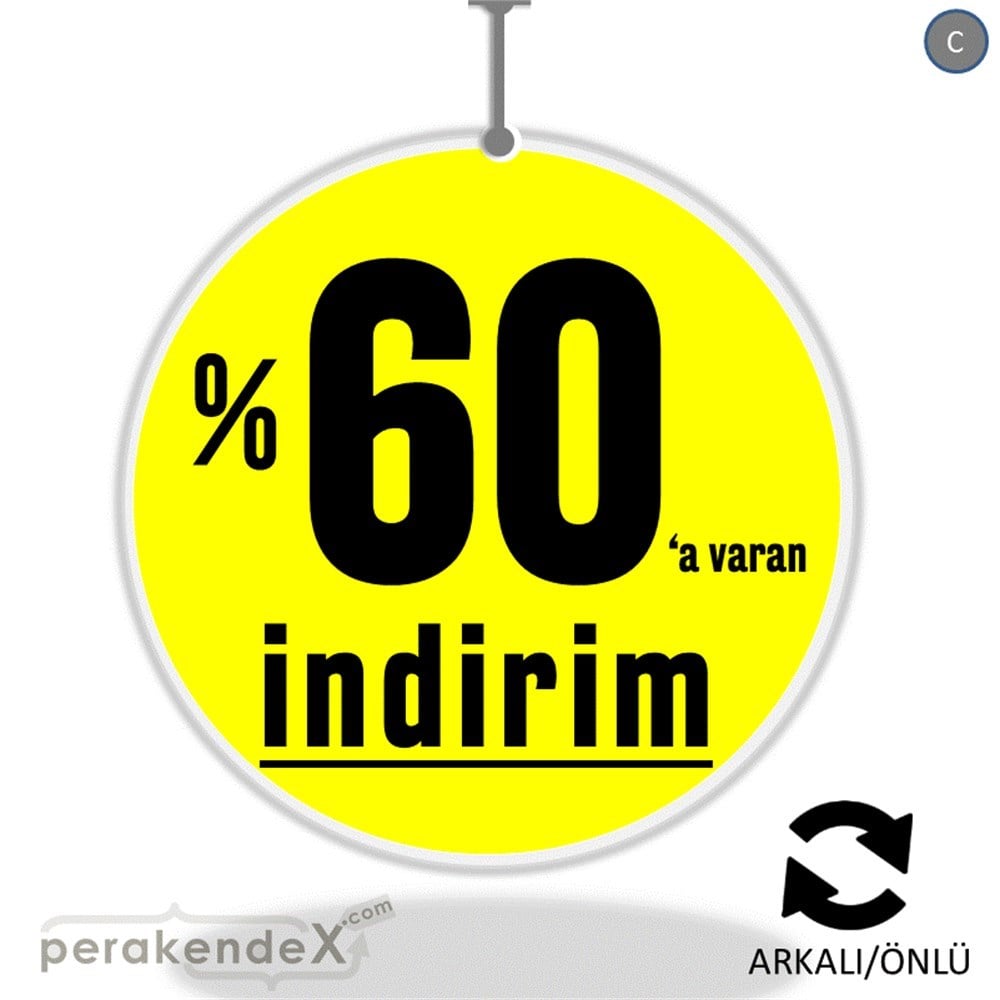 yüzde 60 a varan indirim DÖNKARTI -oval,çift yön baskı