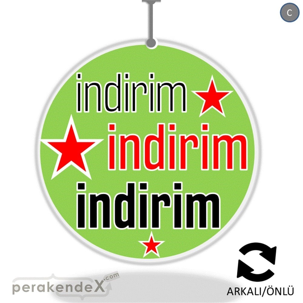 yıldızlı 3x indirim DÖNKARTI -oval,çift yön baskı