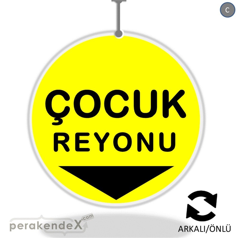 çocuk reyonu yönlendirme DÖNKARTI -oval,çift yön baskı