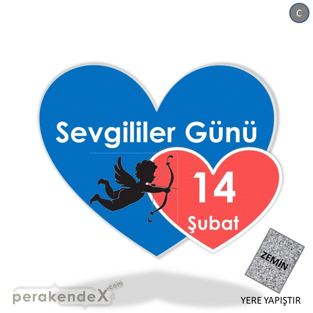 14 şubat sevgililer günü eros YER - ZEMİN FOLYO,  VİNİL -Kalp,tek yön baskı
