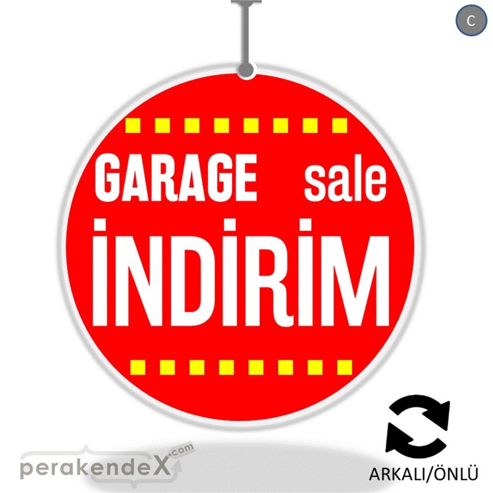 garage sale indirim DÖNKARTI -oval,çift yön baskı