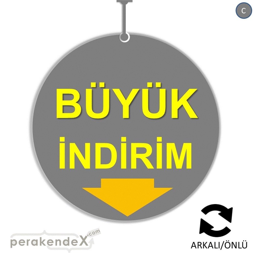 büyük indirim DÖNKARTI -oval,çift yön baskı