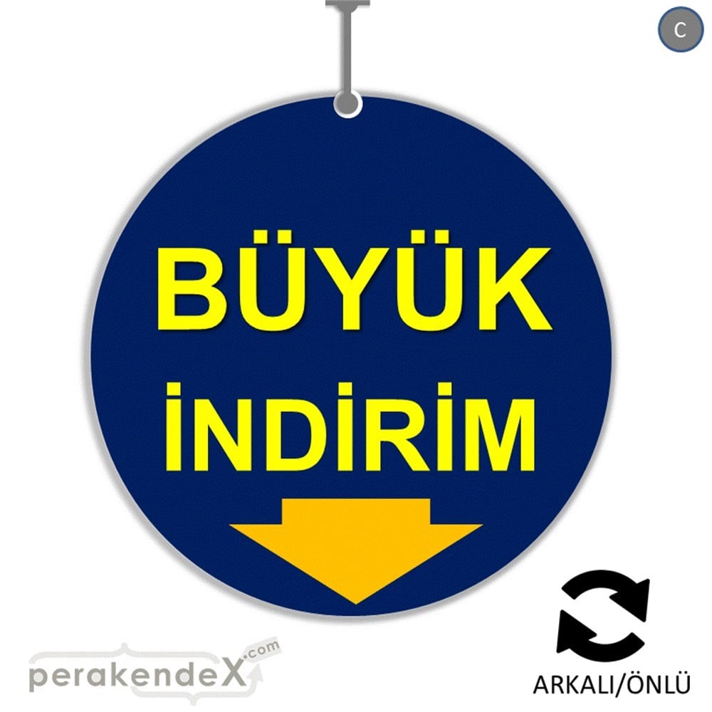 büyük indirim DÖNKARTI -oval,çift yön baskı