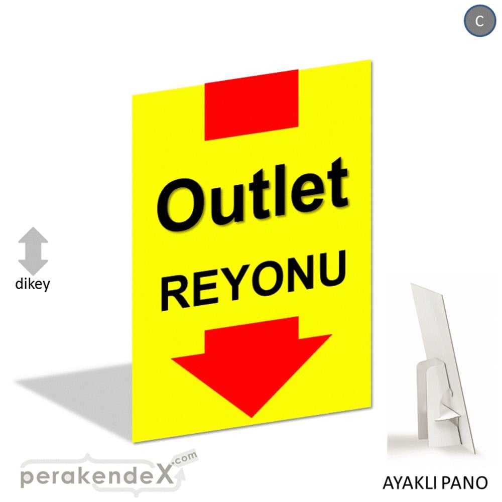 outlet reyonu AYAKLI REKLAM PANOSU -dikdörtgen,tek yön baskı