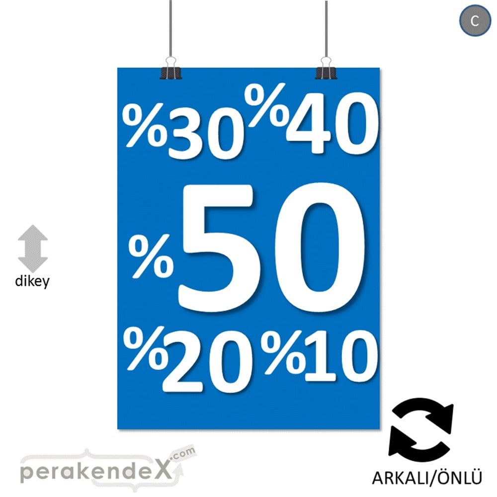 yüzde(50-40-30-20-10) indirim POSTERİ -dikdörtgen,çift yön baskı