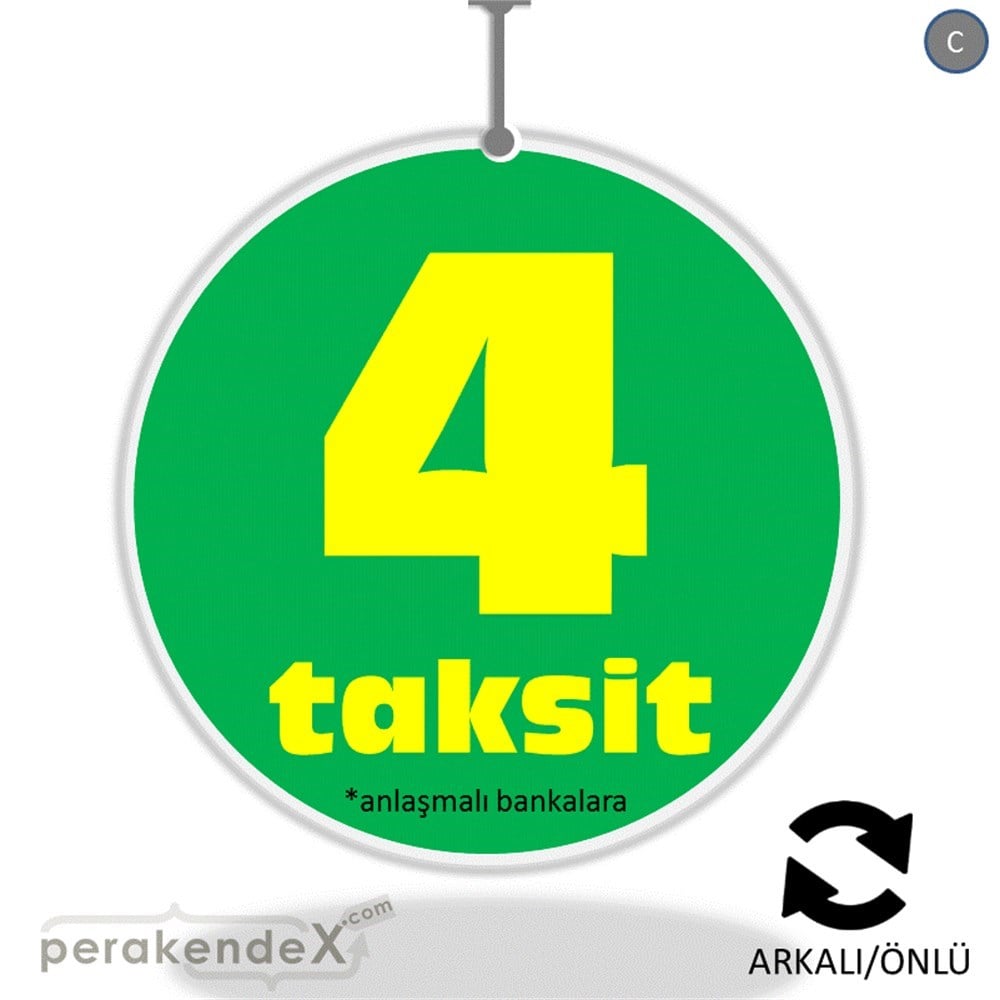 anlaşmalı bankalara 4 taksit DÖNKARTI -oval,çift yön baskı