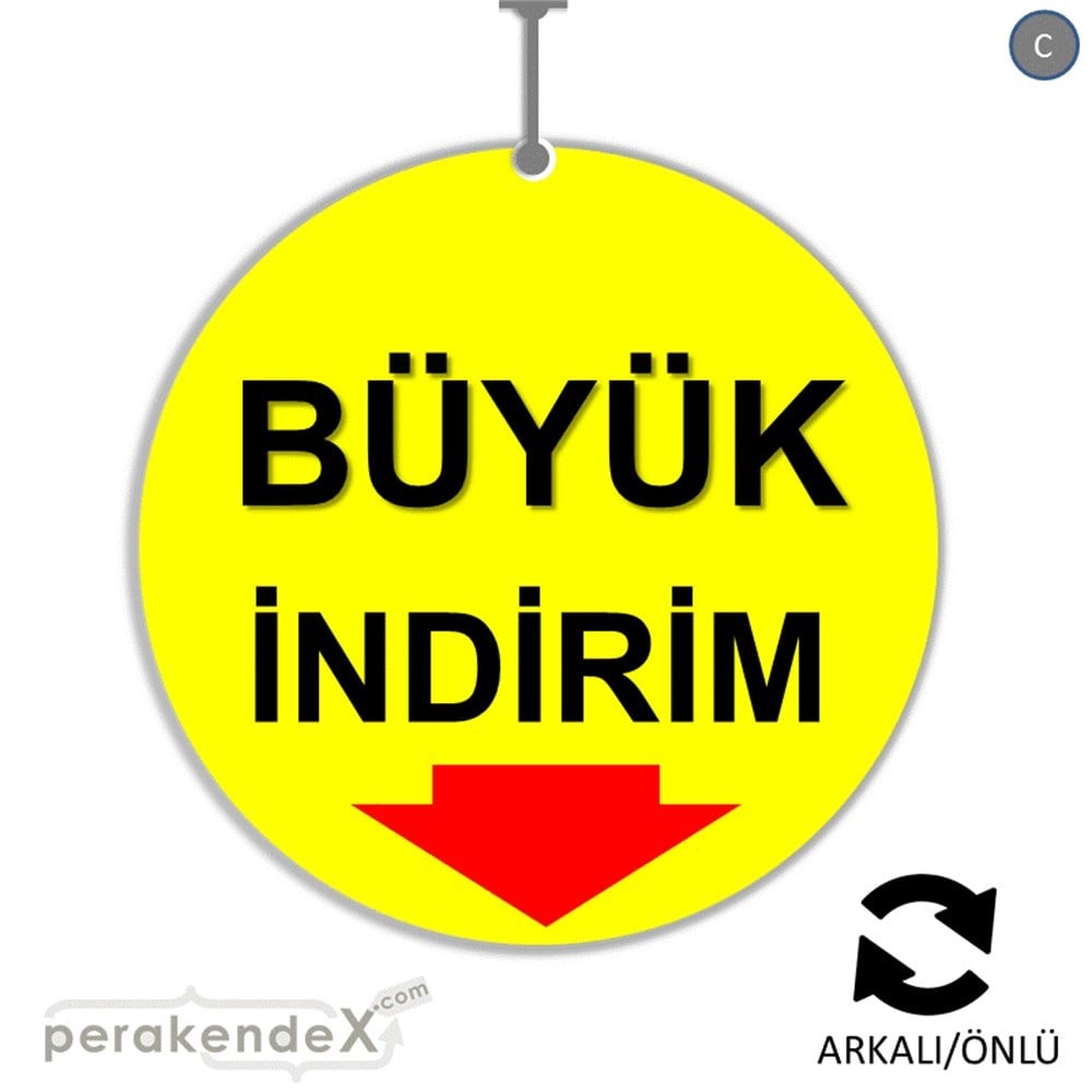 büyük indirim DÖNKARTI -oval,çift yön baskı