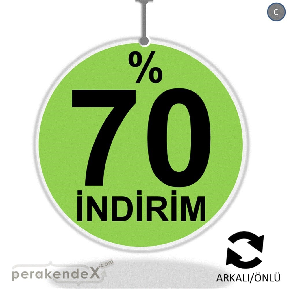 yüzde 70 indirim DÖNKARTI -oval,çift yön baskı