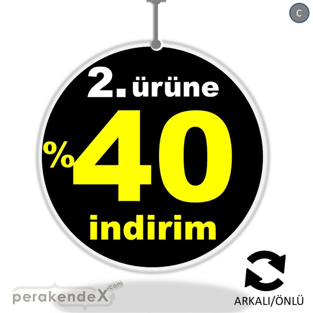2. ürüne yüzde 40 indirim DÖNKARTI -oval,çift yön baskı