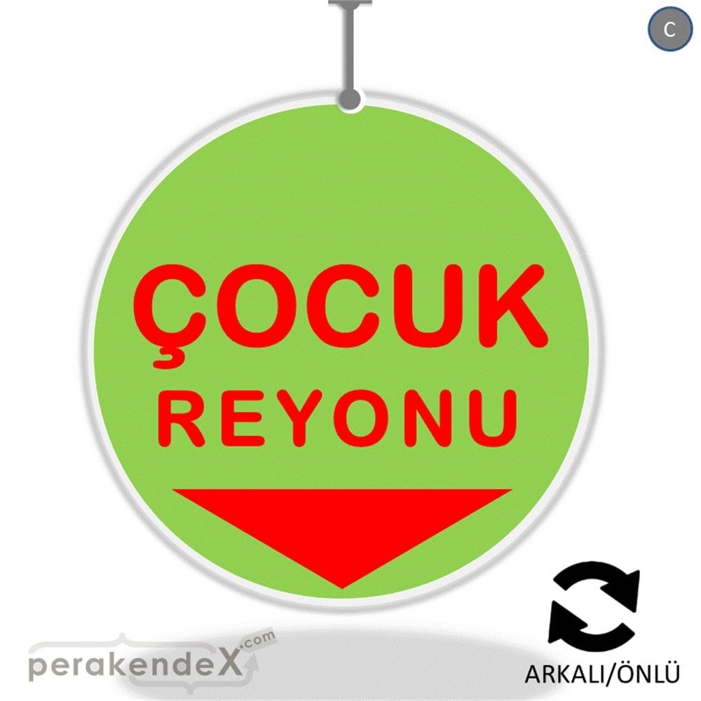 çocuk reyonu yönlendirme DÖNKARTI -oval,çift yön baskı