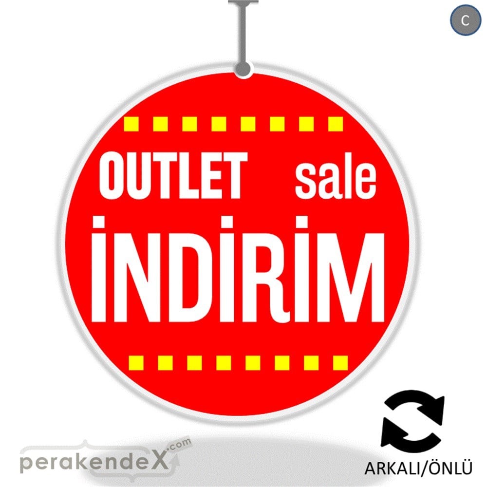 outlet sale indirim DÖNKARTI -oval,çift yön baskı