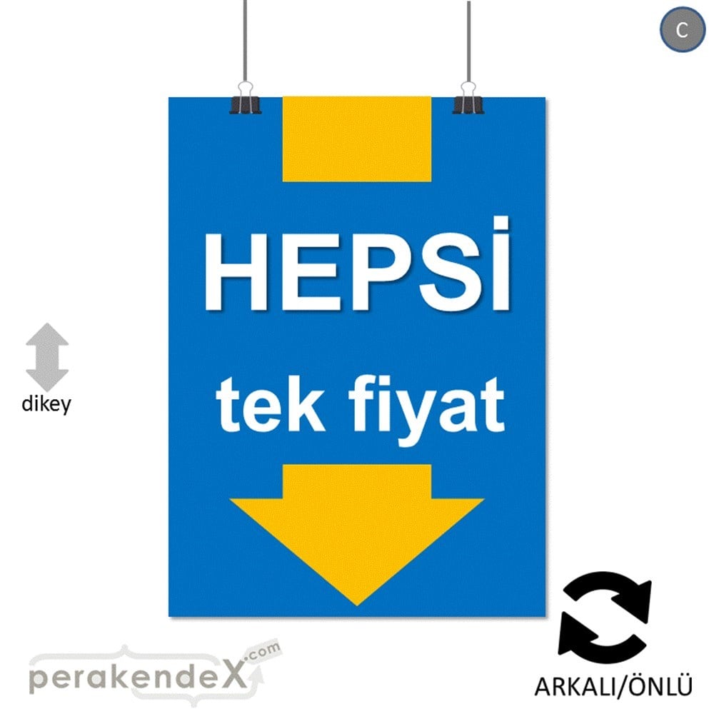 hepsi tek fiyat POSTERİ -dikdörtgen,çift yön baskı