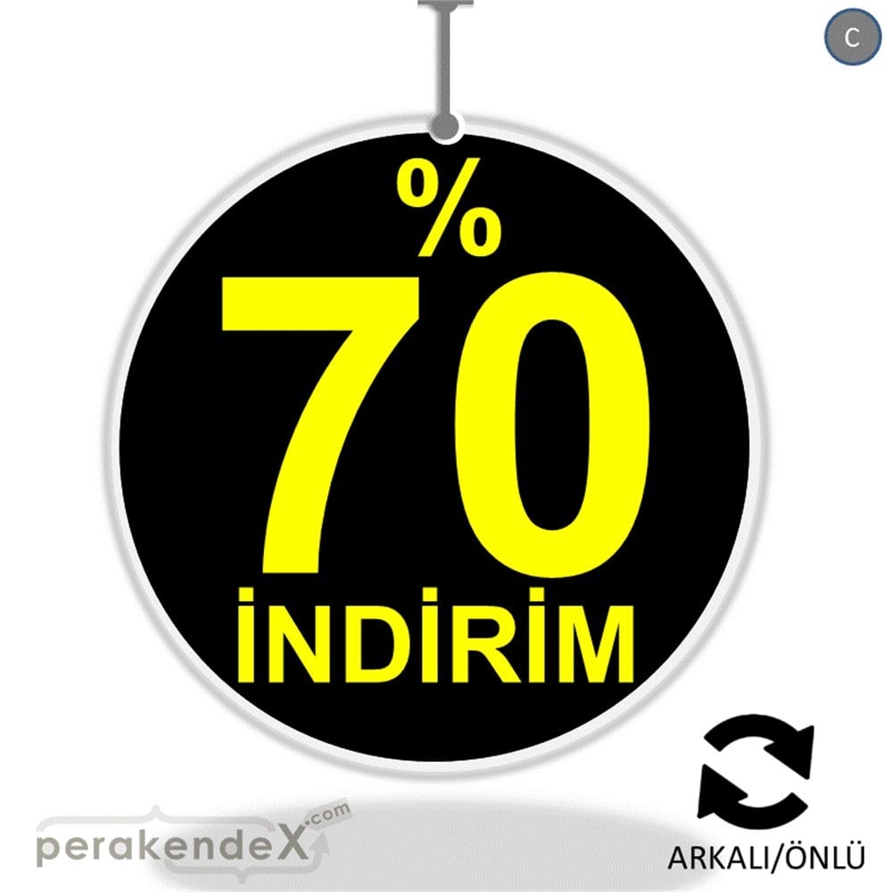 yüzde 70 indirim DÖNKARTI -oval,çift yön baskı