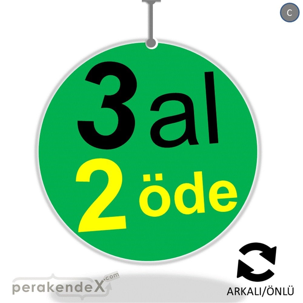 3 al 2 öde DÖNKARTI -oval,çift yön baskı