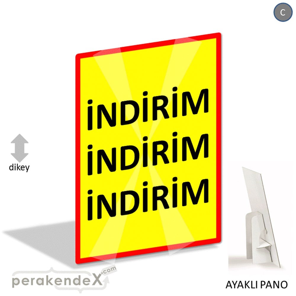 3X indirim AYAKLI REKLAM PANOSU -dikdörtgen,tek yön baskı