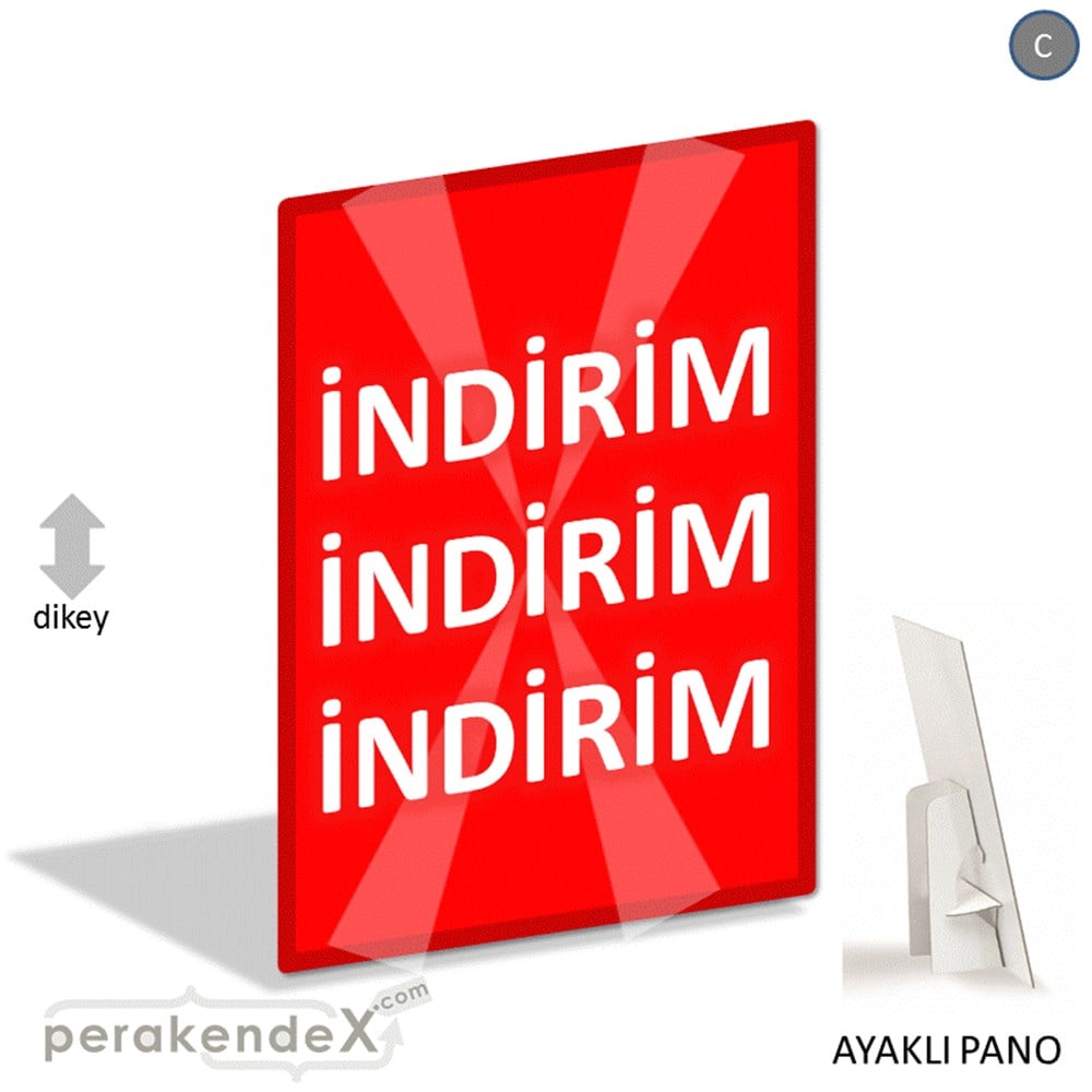 3X indirim AYAKLI REKLAM PANOSU -dikdörtgen,tek yön baskı