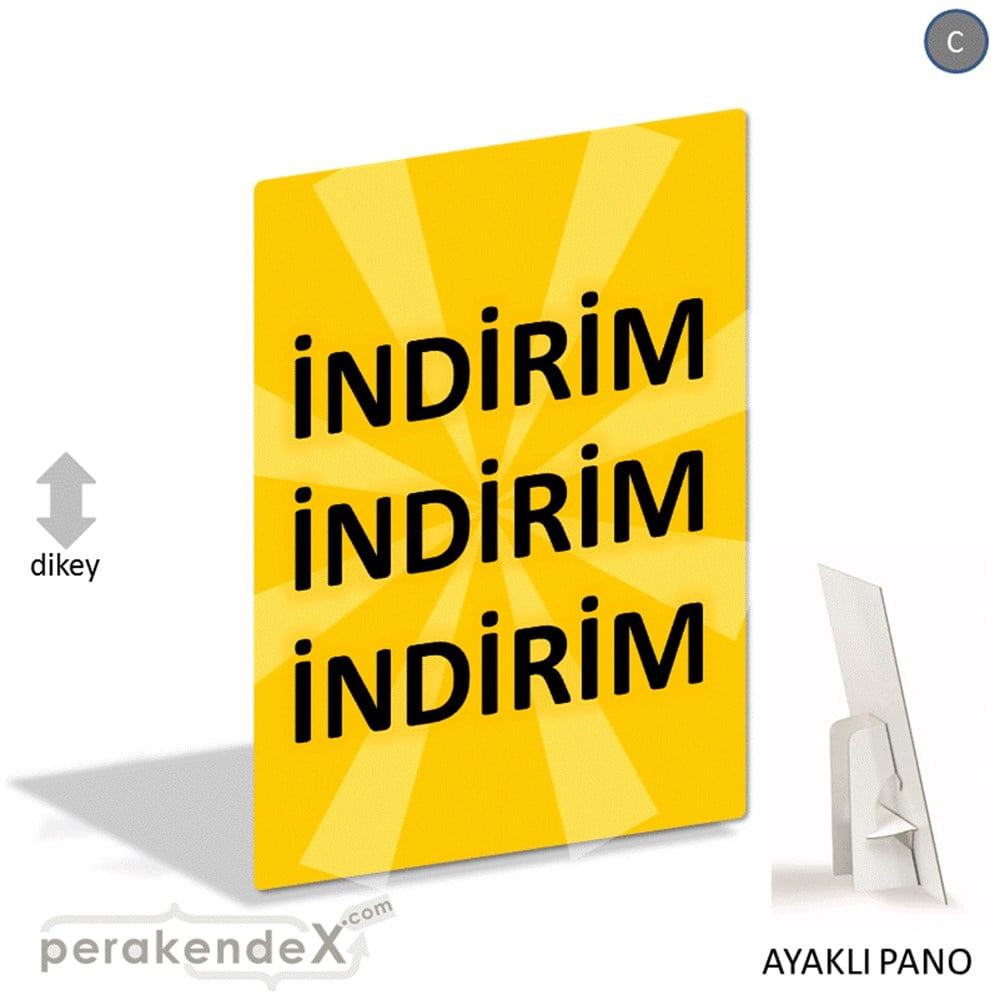 3X indirim AYAKLI REKLAM PANOSU -dikdörtgen,tek yön baskı