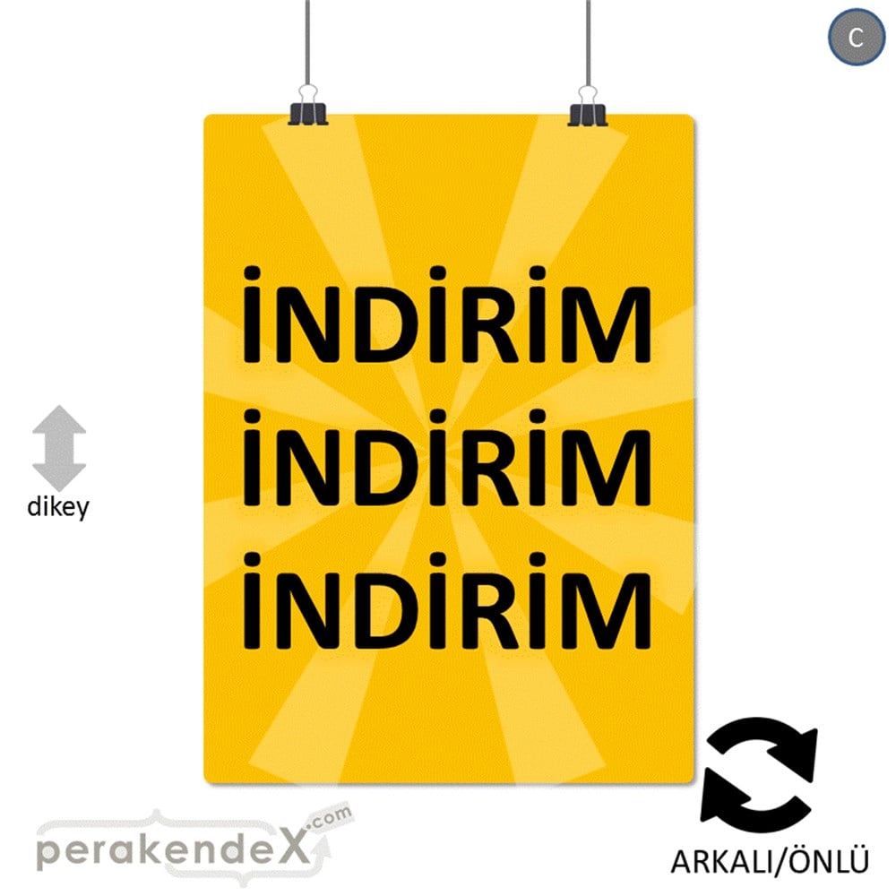 3X indirim POSTERİ -dikdörtgen,çift yön baskı