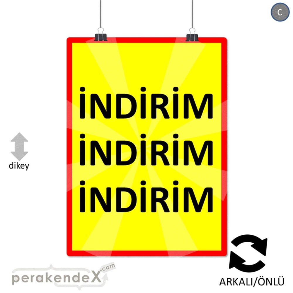 3X indirim POSTERİ -dikdörtgen,çift yön baskı