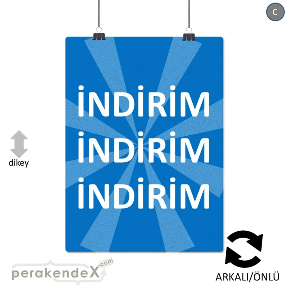 3X indirim POSTERİ -dikdörtgen,çift yön baskı
