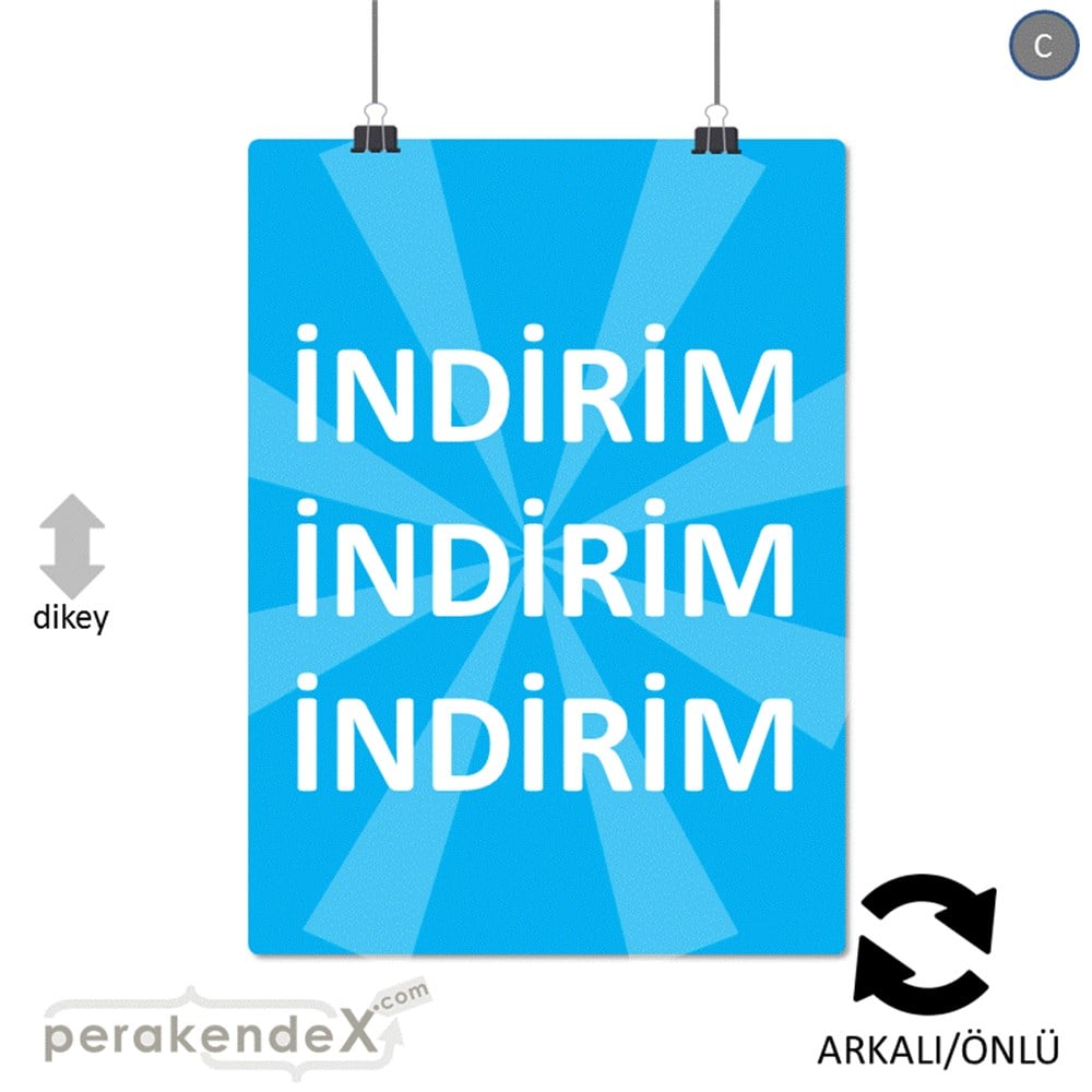 3X indirim POSTERİ -dikdörtgen,çift yön baskı