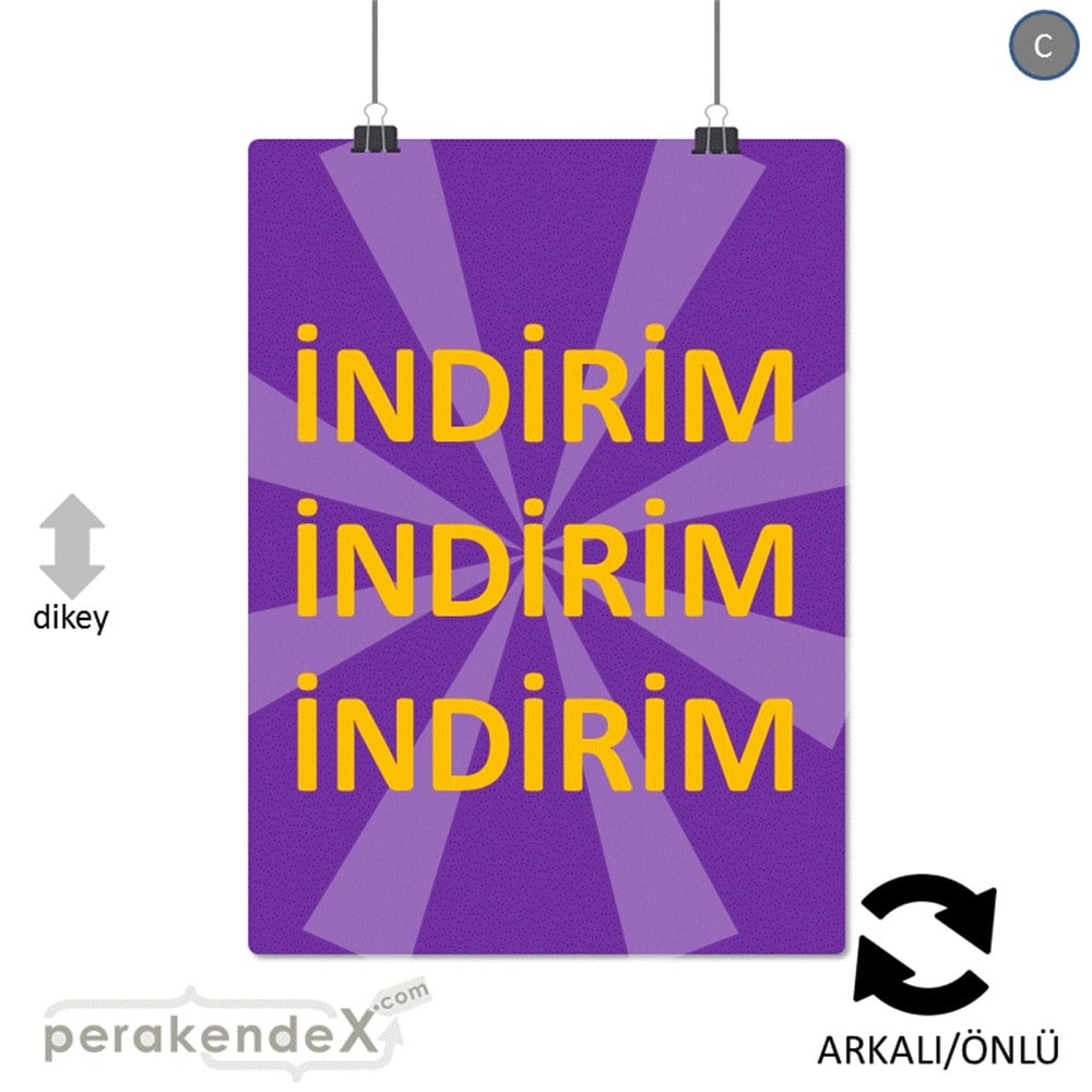 3X indirim POSTERİ -dikdörtgen,çift yön baskı