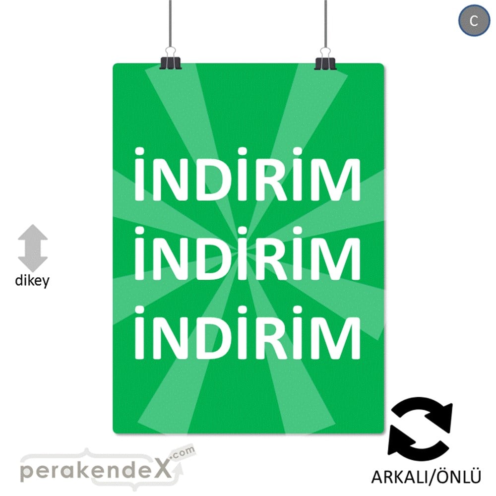 3X indirim POSTERİ -dikdörtgen,çift yön baskı