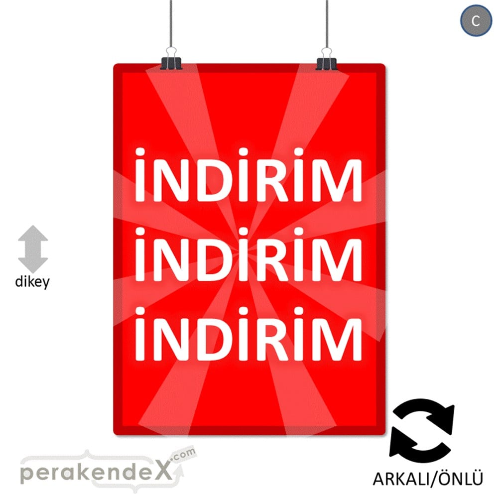 3X indirim POSTERİ -dikdörtgen,çift yön baskı