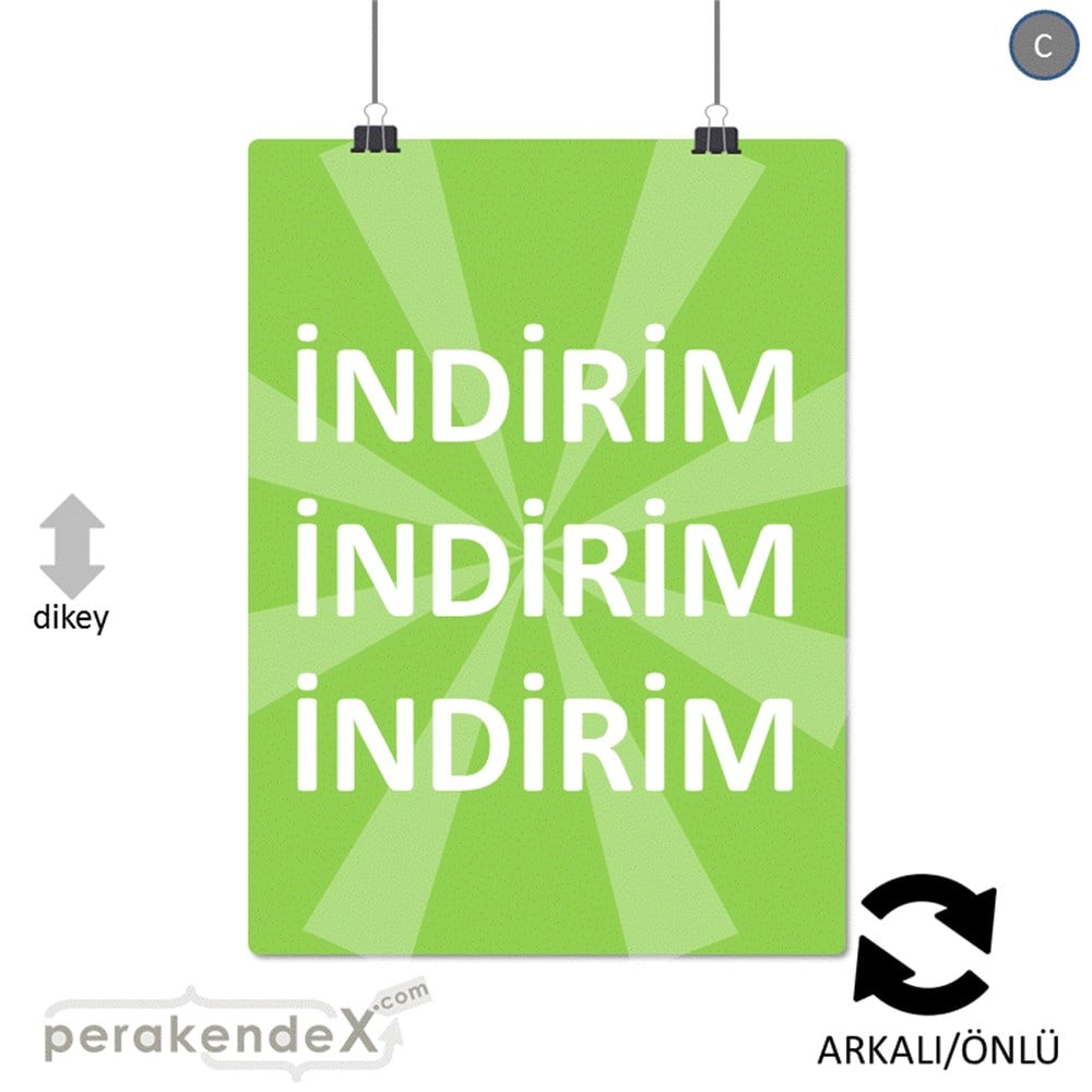 3X indirim POSTERİ -dikdörtgen,çift yön baskı