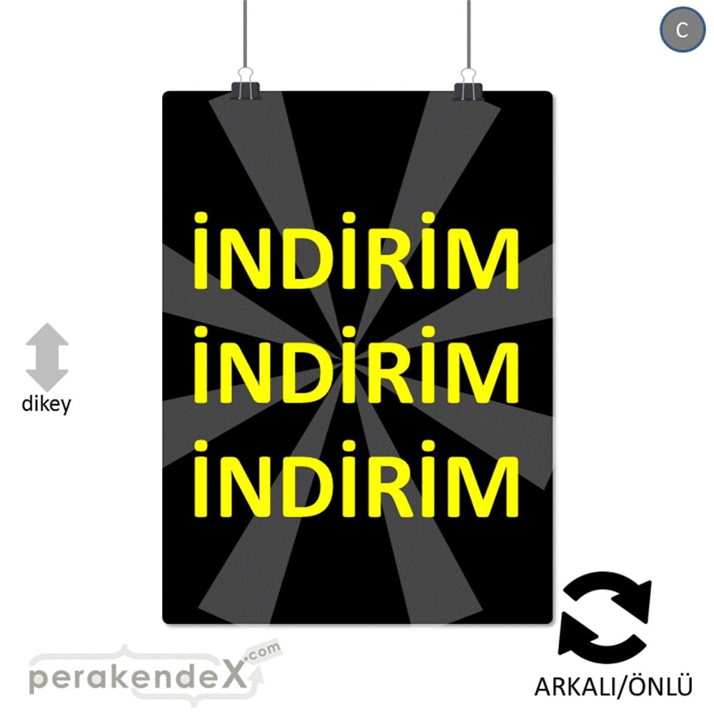 3X indirim POSTERİ -dikdörtgen,çift yön baskı