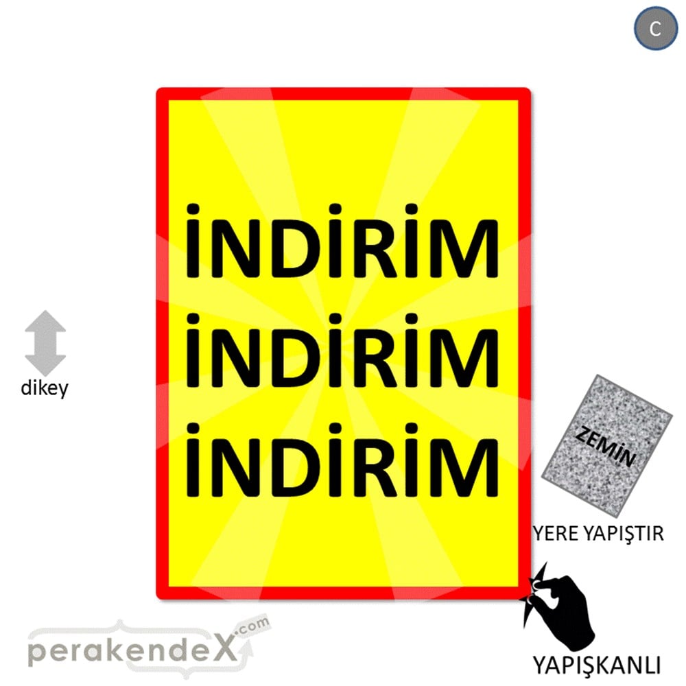 3X indirim YER ZEMİNE YAPIŞIR -dikdörtgen,tek yön baskı