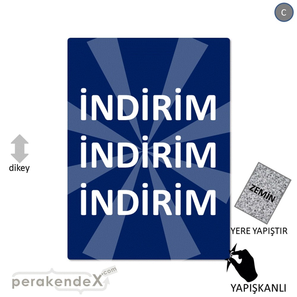 3X indirim YER ZEMİNE YAPIŞIR -dikdörtgen,tek yön baskı