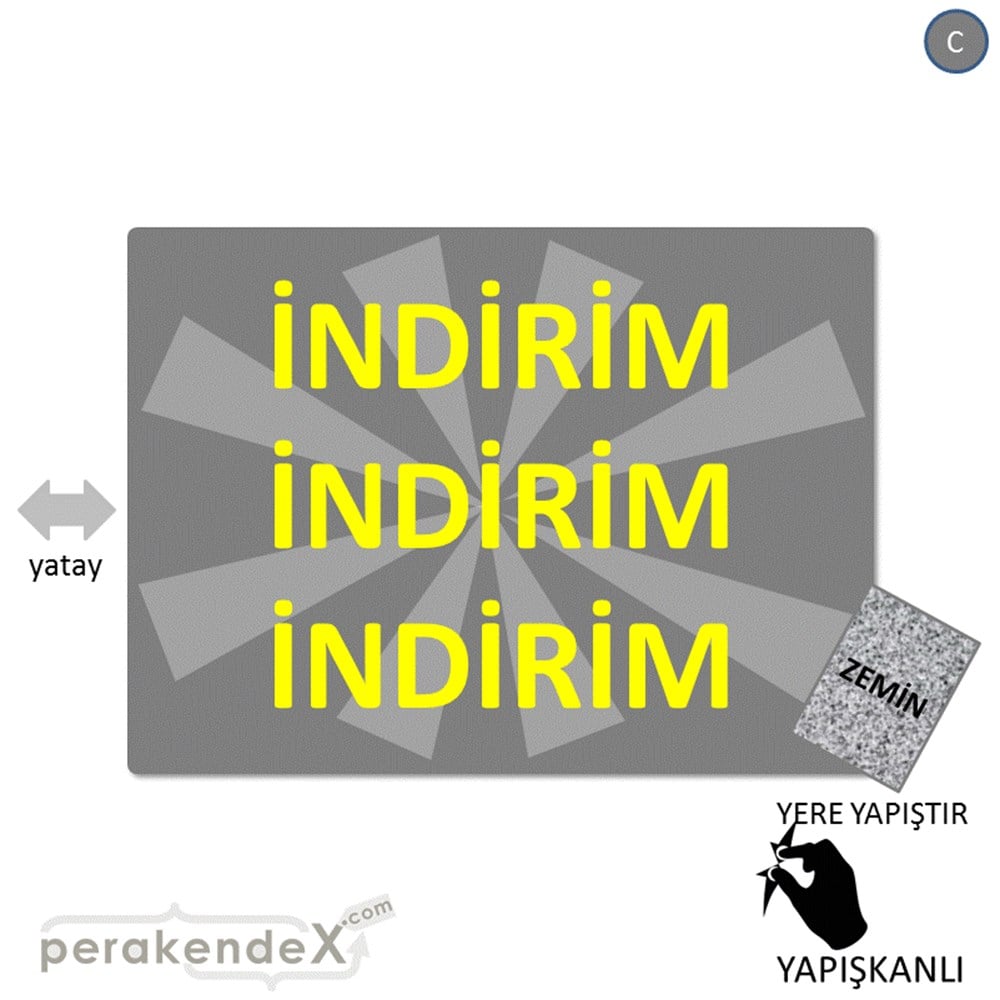 3X indirim YER ZEMİNE YAPIŞIR -dikdörtgen,tek yön baskı