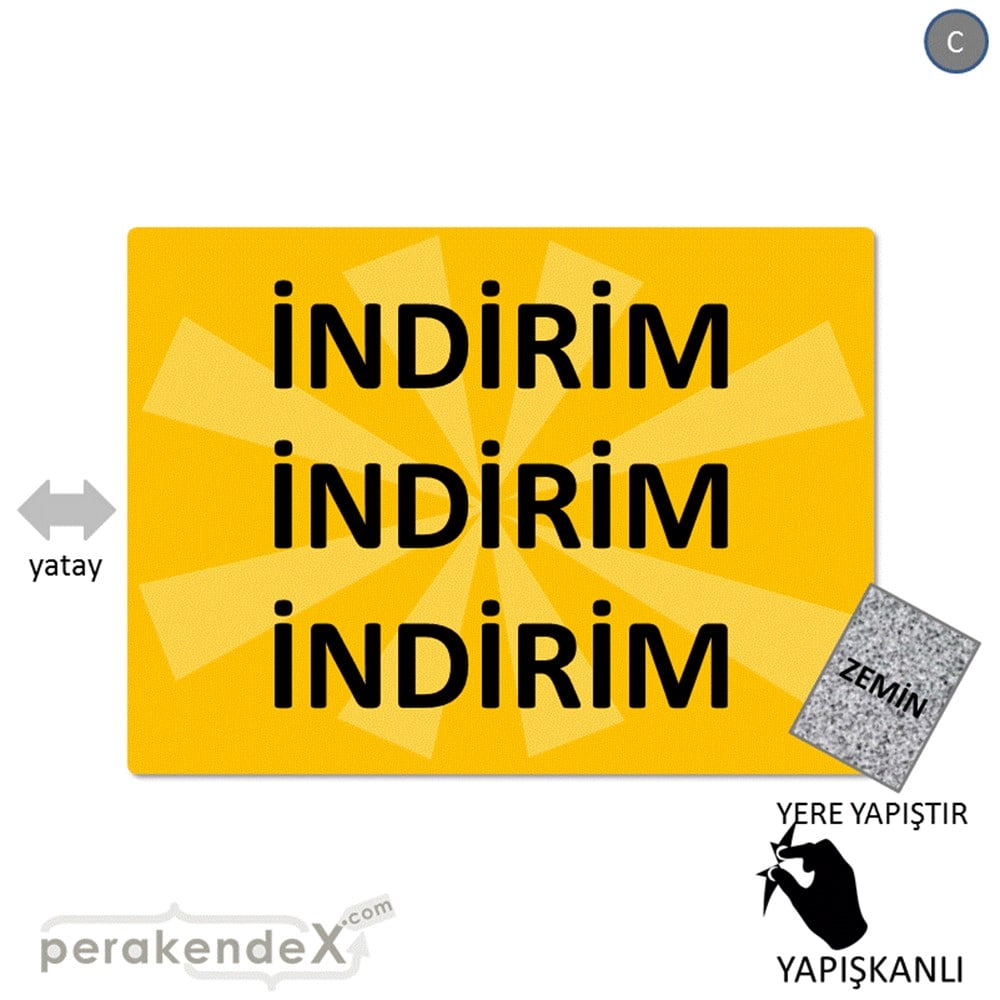 3X indirim YER ZEMİNE YAPIŞIR -dikdörtgen,tek yön baskı