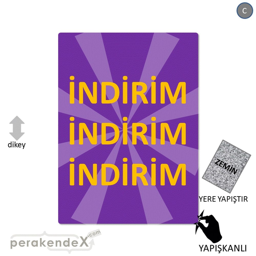 3X indirim YER ZEMİNE YAPIŞIR -dikdörtgen,tek yön baskı