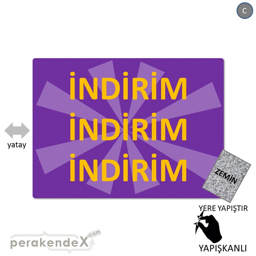 3X indirim YER ZEMİNE YAPIŞIR -dikdörtgen,tek yön baskı