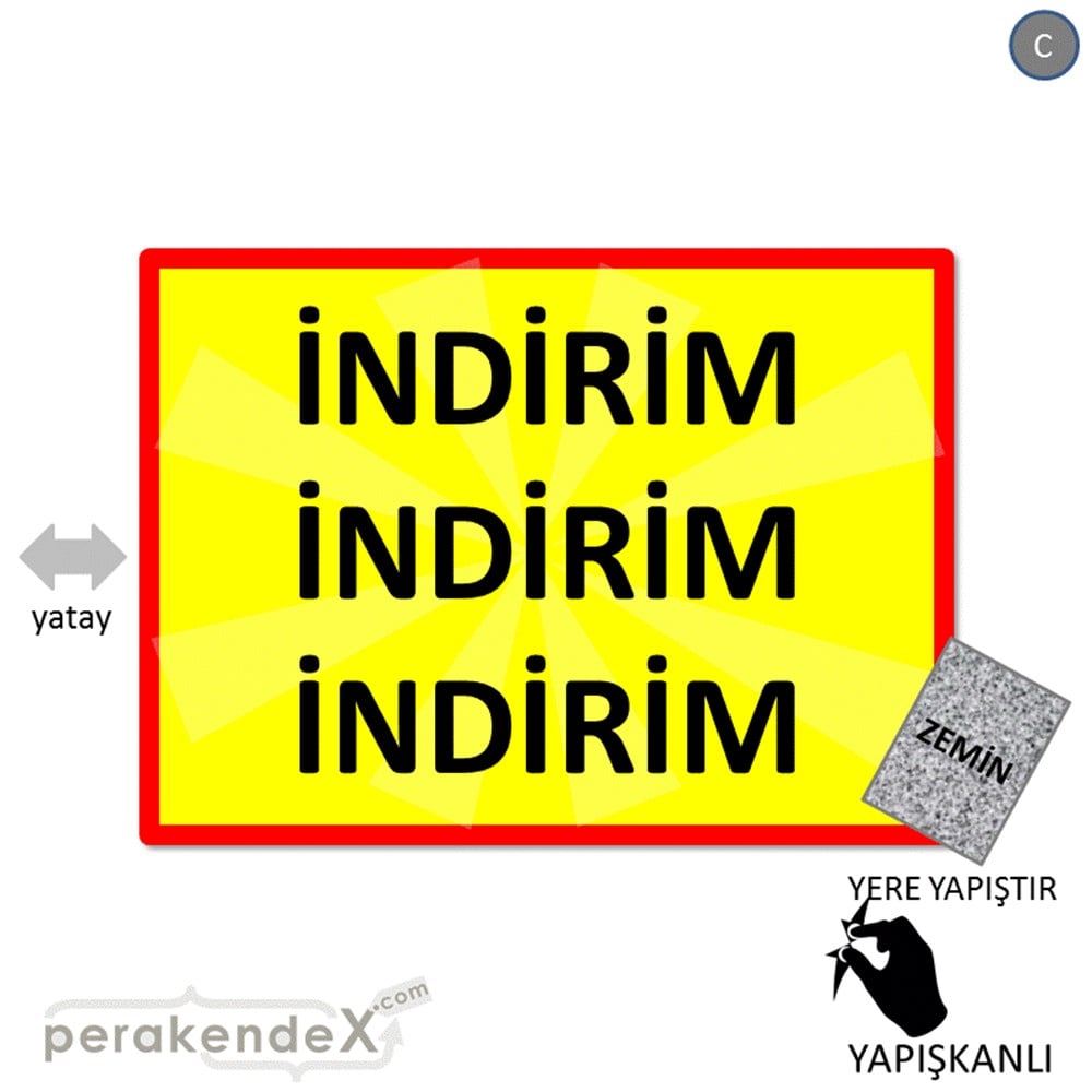 3X indirim YER ZEMİNE YAPIŞIR -dikdörtgen,tek yön baskı