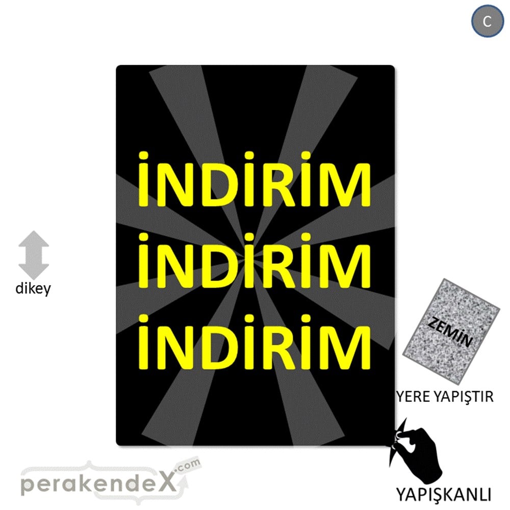 3X indirim YER ZEMİNE YAPIŞIR -dikdörtgen,tek yön baskı
