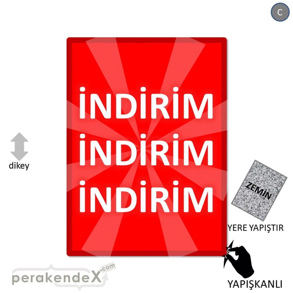 3X indirim YER ZEMİNE YAPIŞIR -dikdörtgen,tek yön baskı