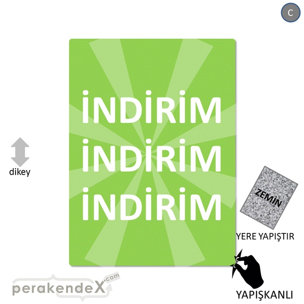 3X indirim YER ZEMİNE YAPIŞIR -dikdörtgen,tek yön baskı