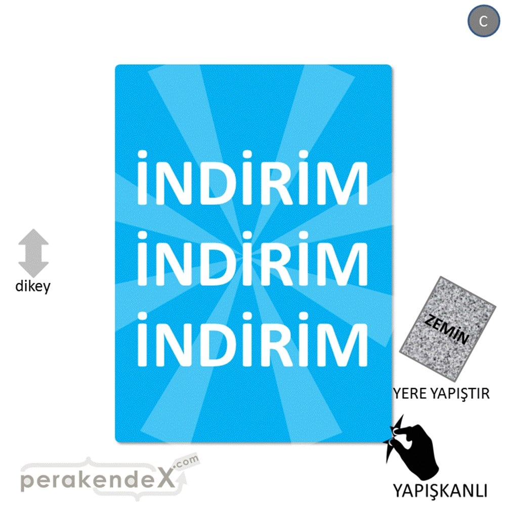 3X indirim YER ZEMİNE YAPIŞIR -dikdörtgen,tek yön baskı