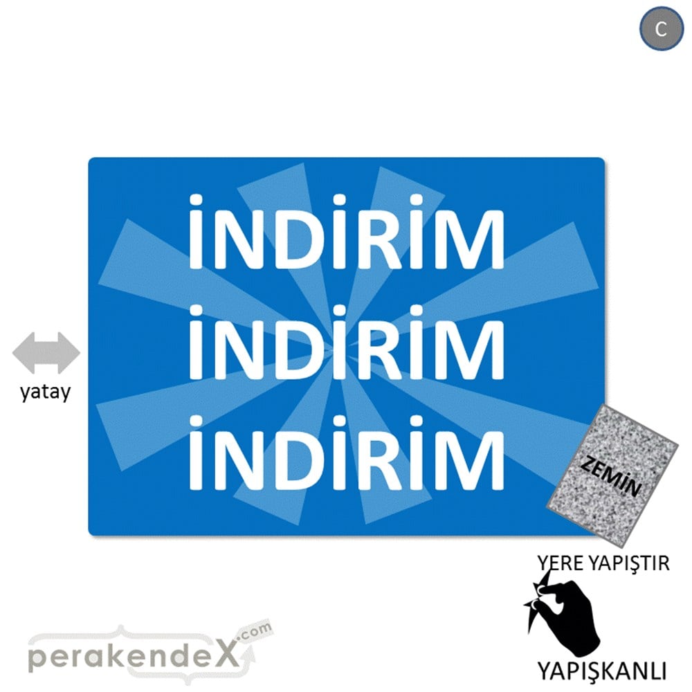 3X indirim YER ZEMİNE YAPIŞIR -dikdörtgen,tek yön baskı