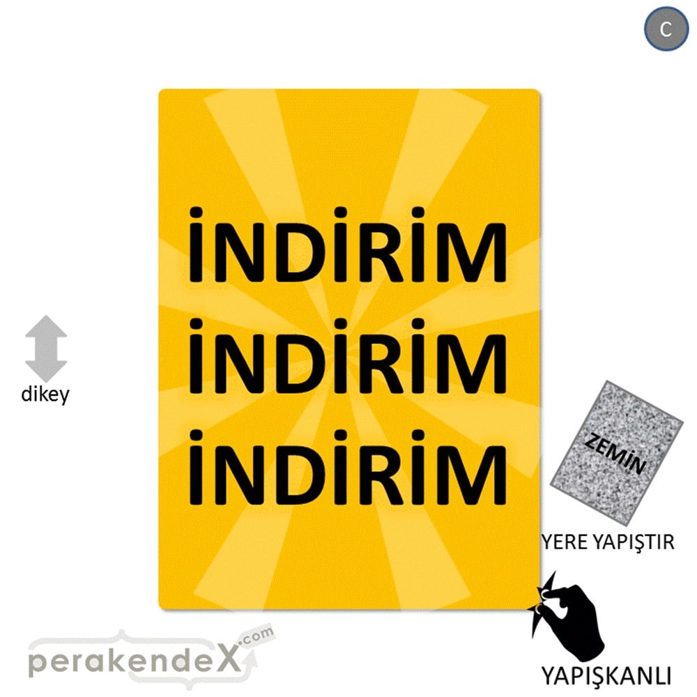 3X indirim YER ZEMİNE YAPIŞIR -dikdörtgen,tek yön baskı