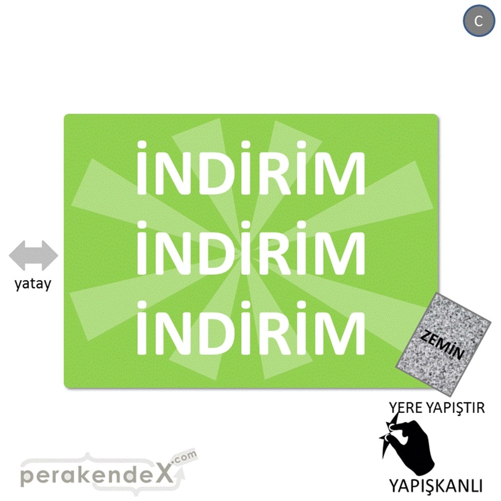 3X indirim YER ZEMİNE YAPIŞIR -dikdörtgen,tek yön baskı